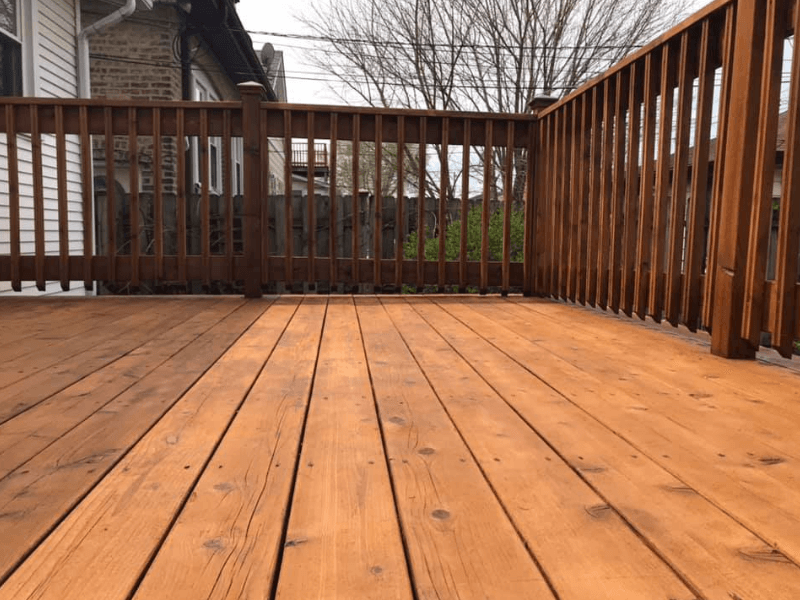 A Deck Stained With Defy Extreme Wood Stain